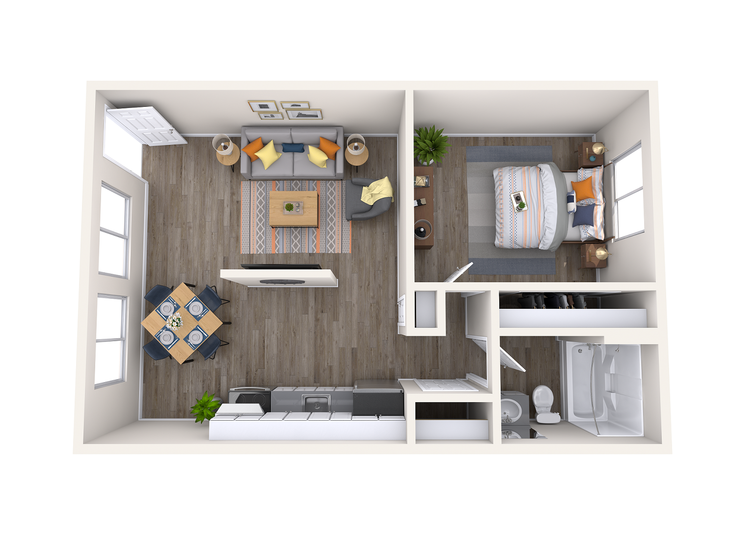 1x1-Floorplan Melrose 1x1-Floorplan Melrose